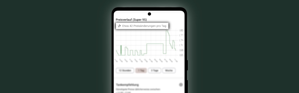 Screenshot of the Spritpreise app showning a gas station detail page. The new addition is highlighted